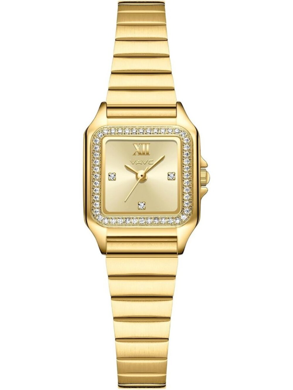 Women's All-Gold Diamond with Rectangular Case Minimalist Dial Wrist Wrist Watch